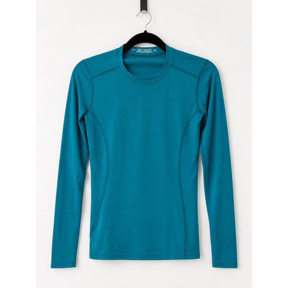 Arc'teryx Rho LT Zip Neck Women XS Teal Blue Ribbed Base Layer Gorpcore